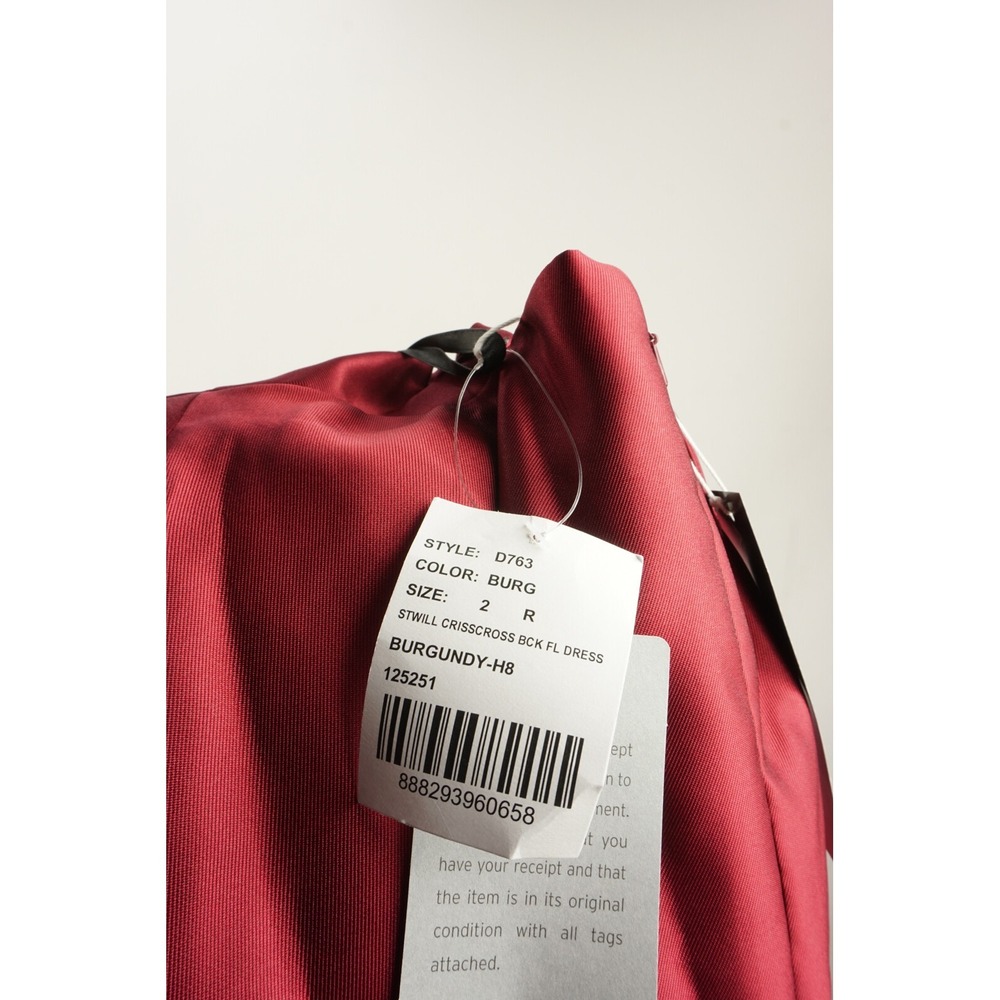 New Alfred Sung Satin Twill Women's 2 Burgundy Halter Lace Up A-Line Maxi Dress‎ - Picture 7 of 9